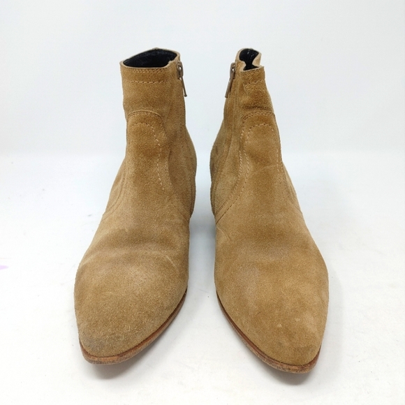Saint Laurent Sand Suede Side Zip Ankle Boots Size 35 1/2 - Picture 3 of 11